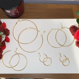 Lot of 5 Clip on gold hoop earrings